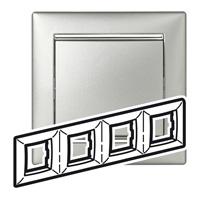 Legrand Valena  Алюминий/Серебро Рамка штрих  4-местная универсальная /770354