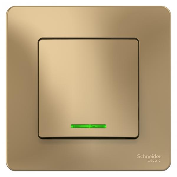 Schneider Electric  BLANCA  Титан  Переключатель 1-клавишный (cх.6) с подсветкой 10А, 250B, скрытая установка BLNVS010614