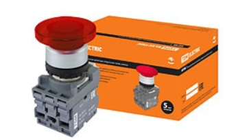 Кнопка грибовидная МРМ1-11R(LED) в сборе d40мм/220B 1з+1р красная TDM