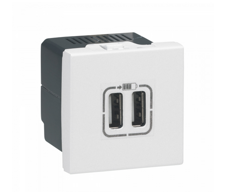 Legrand  Mosaic  Белый Розетка USB для зарядки 2-местная 77594