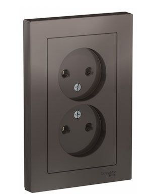 Schneider Electric AtlasDesign Мокко  Розетка 2-местная без заземляющих контактов16А, в сборе ATN000620