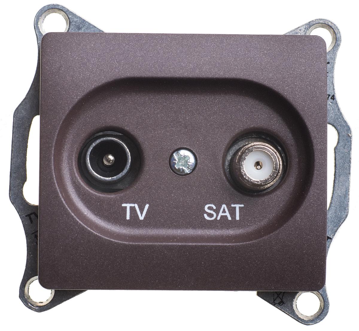 Schneider Electric Glossa Шоколад Розетка ТВ-SAT 1-местная 1DB, механизм IP20 скрытая установка GSL000897
