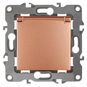ЭРА  Эра12  Медь  Розетка 2P+E Schuko со шторками с крышкой 16АХ-250В  12-2103-14