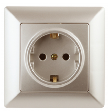ЭРА Intro Solo  Шампань  Розетка 2P+E Schuko, 16А-250В, скрытая установка  4-202-04