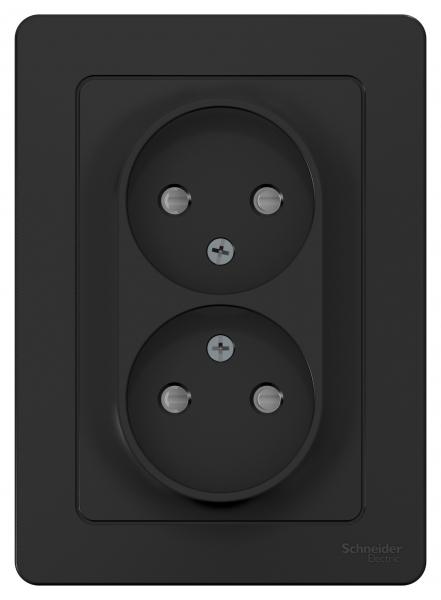 Schneider Electric  BLANCA  Антрацит  Розетка 2-местная без заземляющих контактов со шторками, 16А, 250В, скрытая установка  BLNRS000126