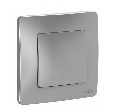 Schneider Electric  BLANCA  Алюминий  Переключатель 1-клавишный  (cхема.6), 10А, 250B, скрытая установка BLNVS010603